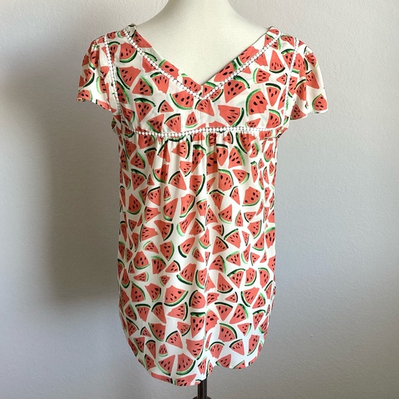SUMMER CLOSEOUT ☀️ \Anthropologie\ Maeve Watermelon Shirt - Picture 9 of 14